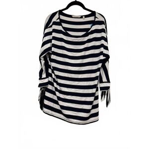 Women's sz oversized S Soft Surroundings blue/white nautical shirt #1220